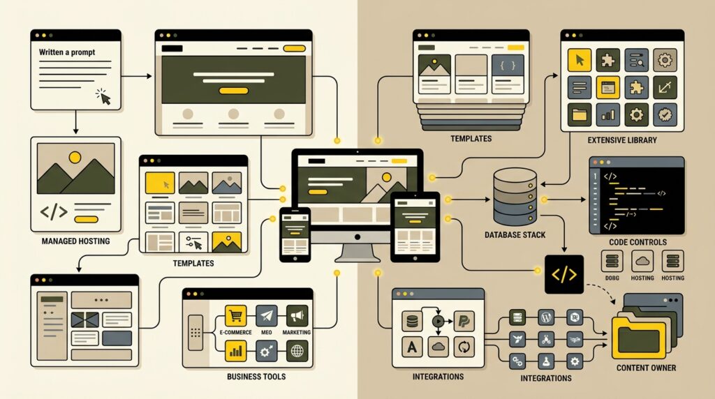 AI website builder and WordPress platform comparison