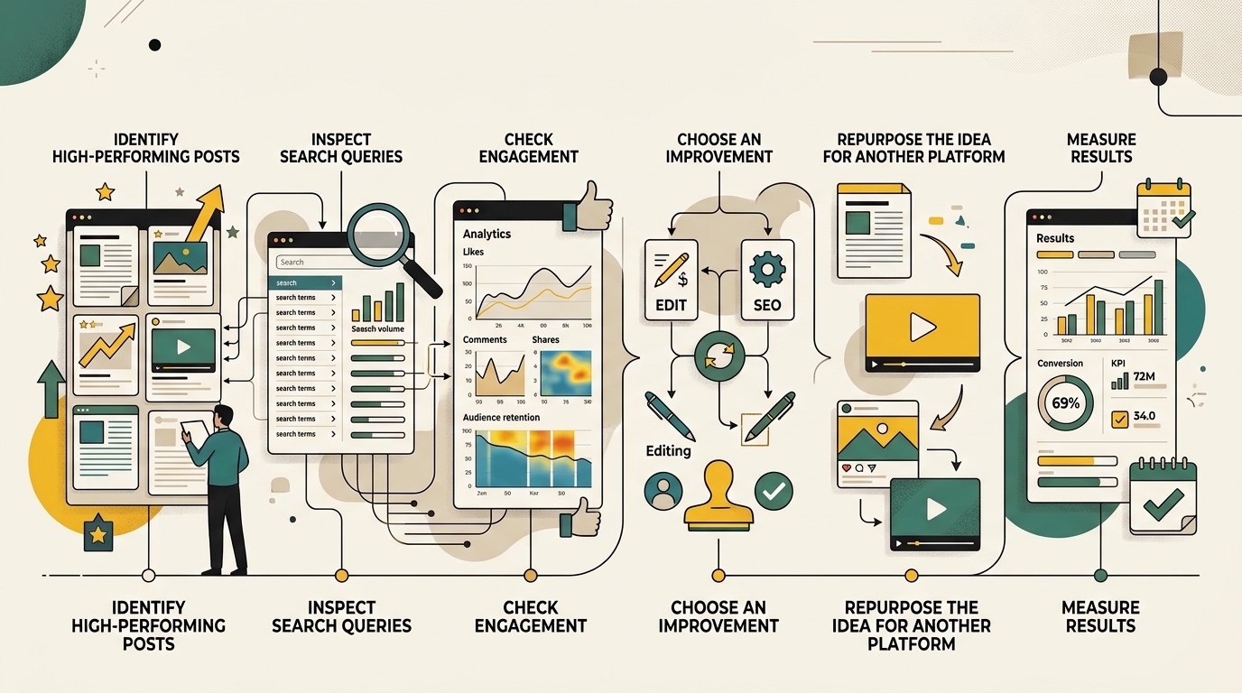 Monthly workflow for improving social content with search data