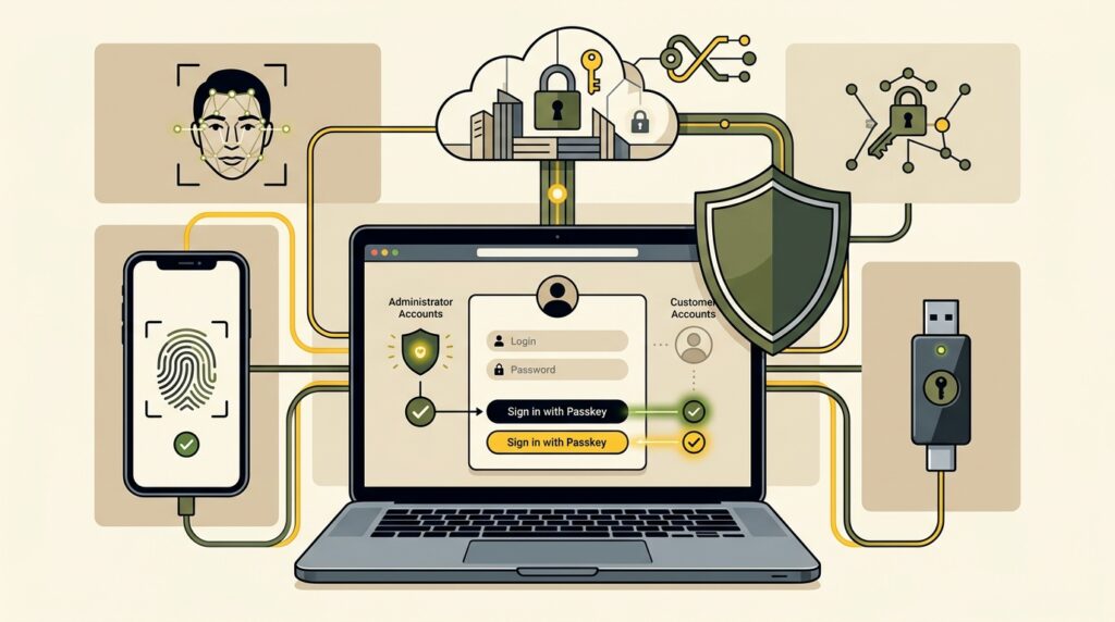 Passkey authentication protecting business website accounts
